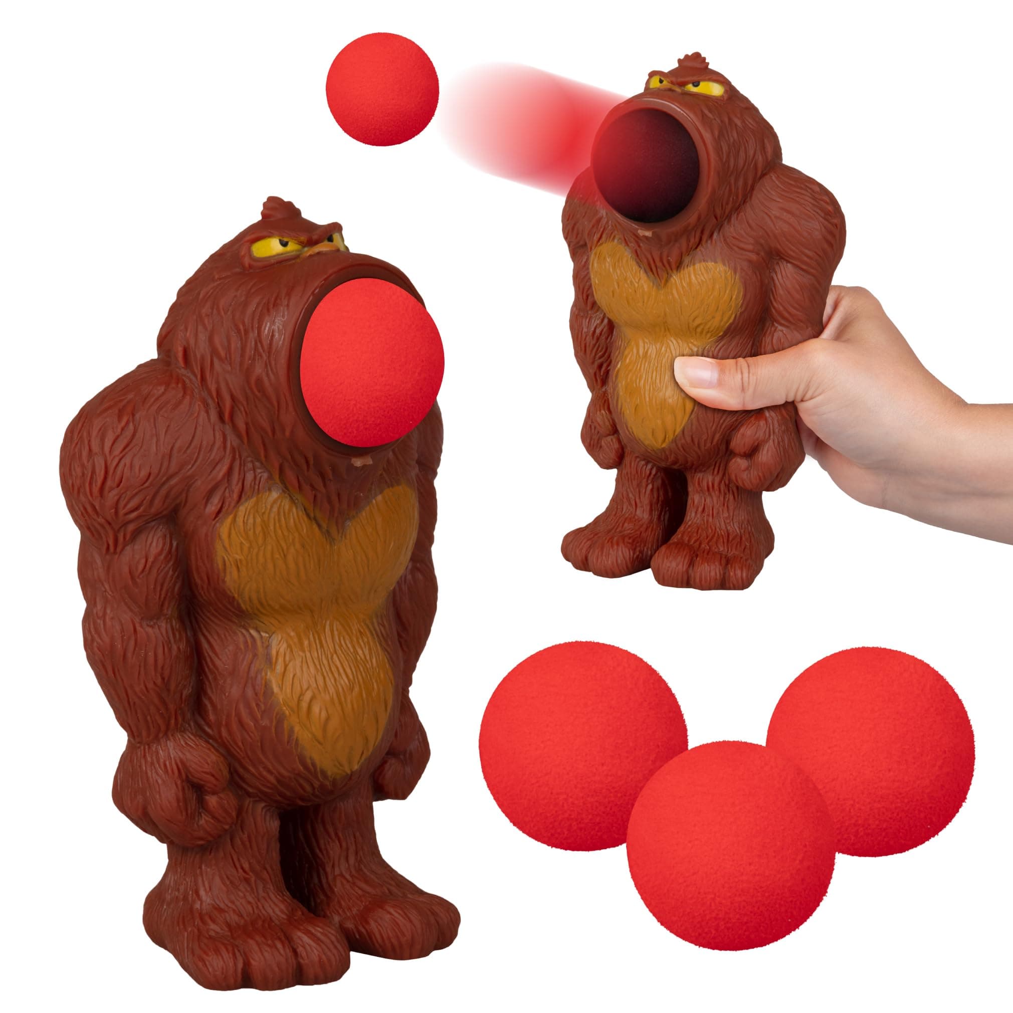 Bigfoot Ball Popper Toy - Holiday Stocking Stuffer Includes 4 Soft Foam Balls - Squeeze to Pop Air Powered Balls Up to 20 Feet - for Indoor/Outdoor Play - Gift for Kids, Girls, Boys
