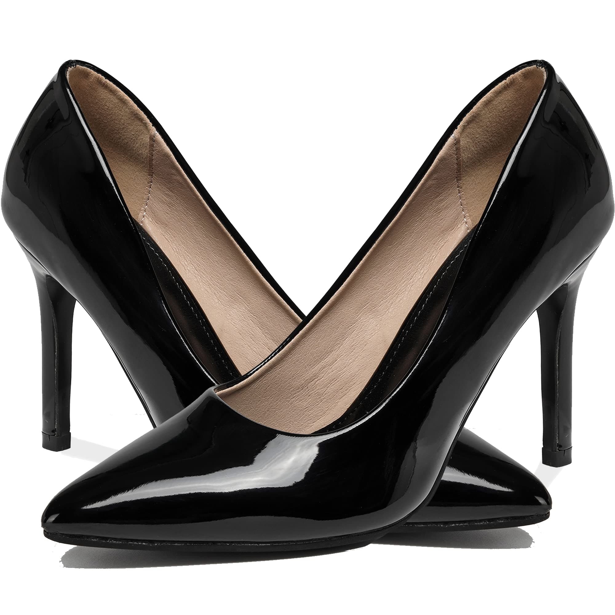 KKP Women's Gail Pumps Sexy Pointed Toe Fine Heels 4 inch Slip On Leather Classic Dress Office Shoes