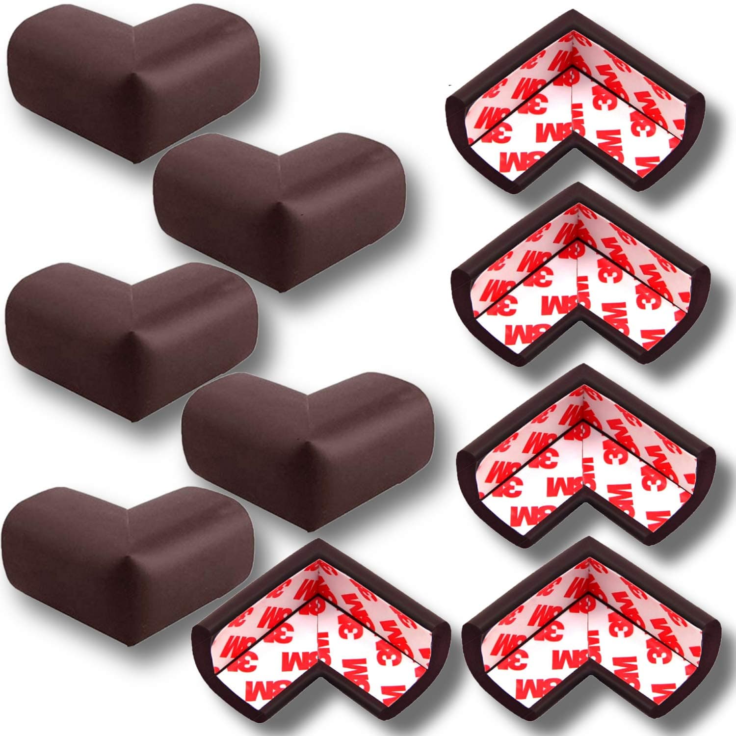 KidDough Baby Proofing Corner Guards-Pack of 10 Brown Pieces, Corner Protector for Sharp Edges, Table Corner Protector for Baby Safety, Pre-Taped Dense Corner Guard for Kids Safety, Soft Cushion Edge
