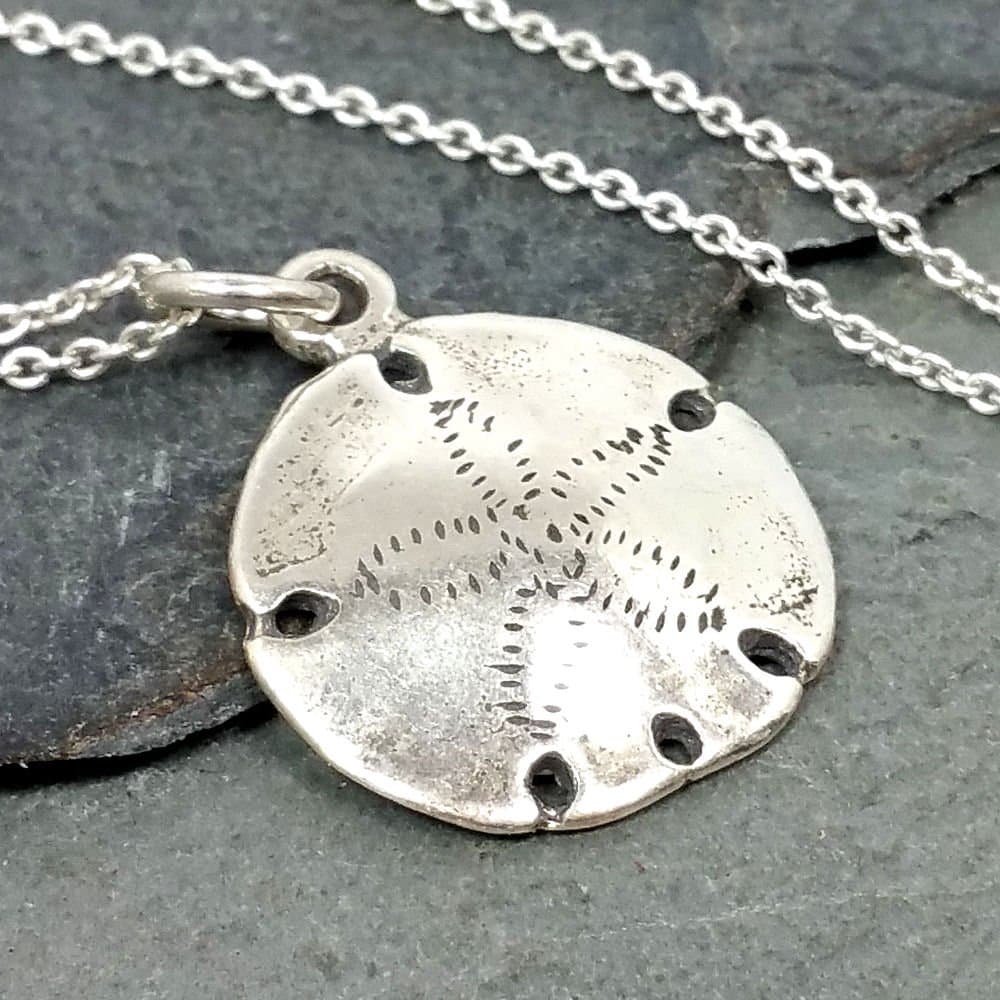 EnCharmedSterling Silver Sand Dollar Sea Cake Sea Cookie - Rebirth Renewal and Transformation - Nautical and Marine Themed Charm Necklace, 18" (Sand Dollar)