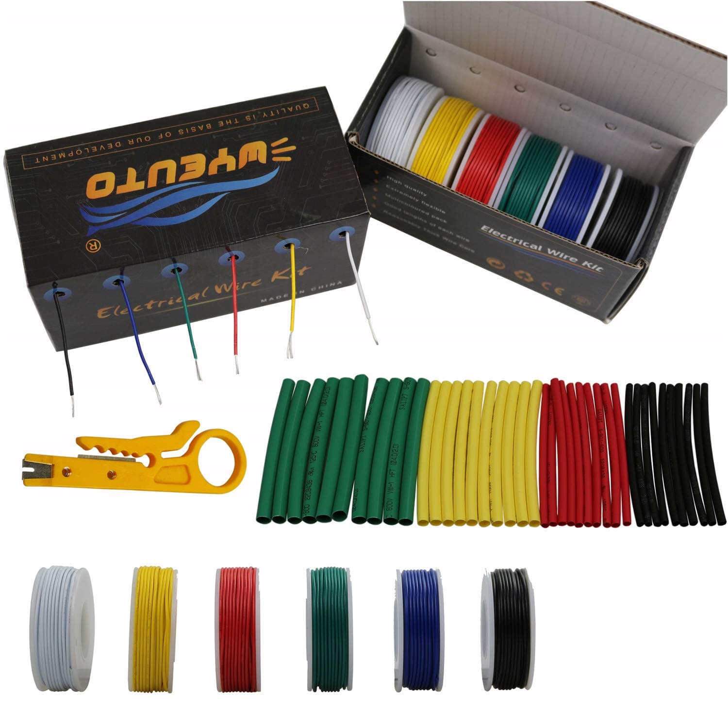 28awg Stranded Wire Core Hook up Wires-6 Different Colored Jumper Wire 32.8ft or 10m Each,28 Gauge Tinned Copper Wire PVC (OD: 1.2mm) Hook up Wire Kit