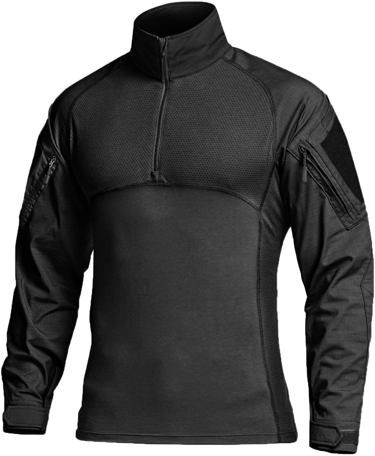 CQR Men's Combat Shirt Tactical 1/4 Zip Long Sleeve Military BDU Shirts Camo EDC Top with Pockets