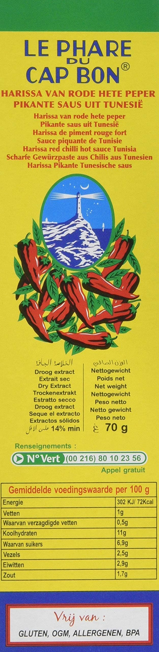 Le Phare du Cap Bon Harissa Chilli Paste, 70 g, Pack of 24