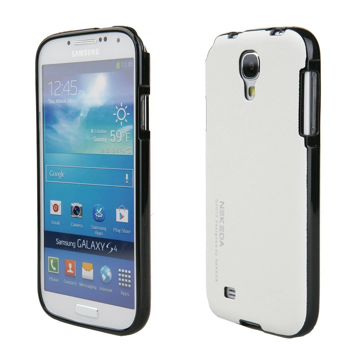 TORU Nekeda PT Saffiano PU Leather TPU Hard Case for Samsung Galaxy S4 SIV S IV i9500- White