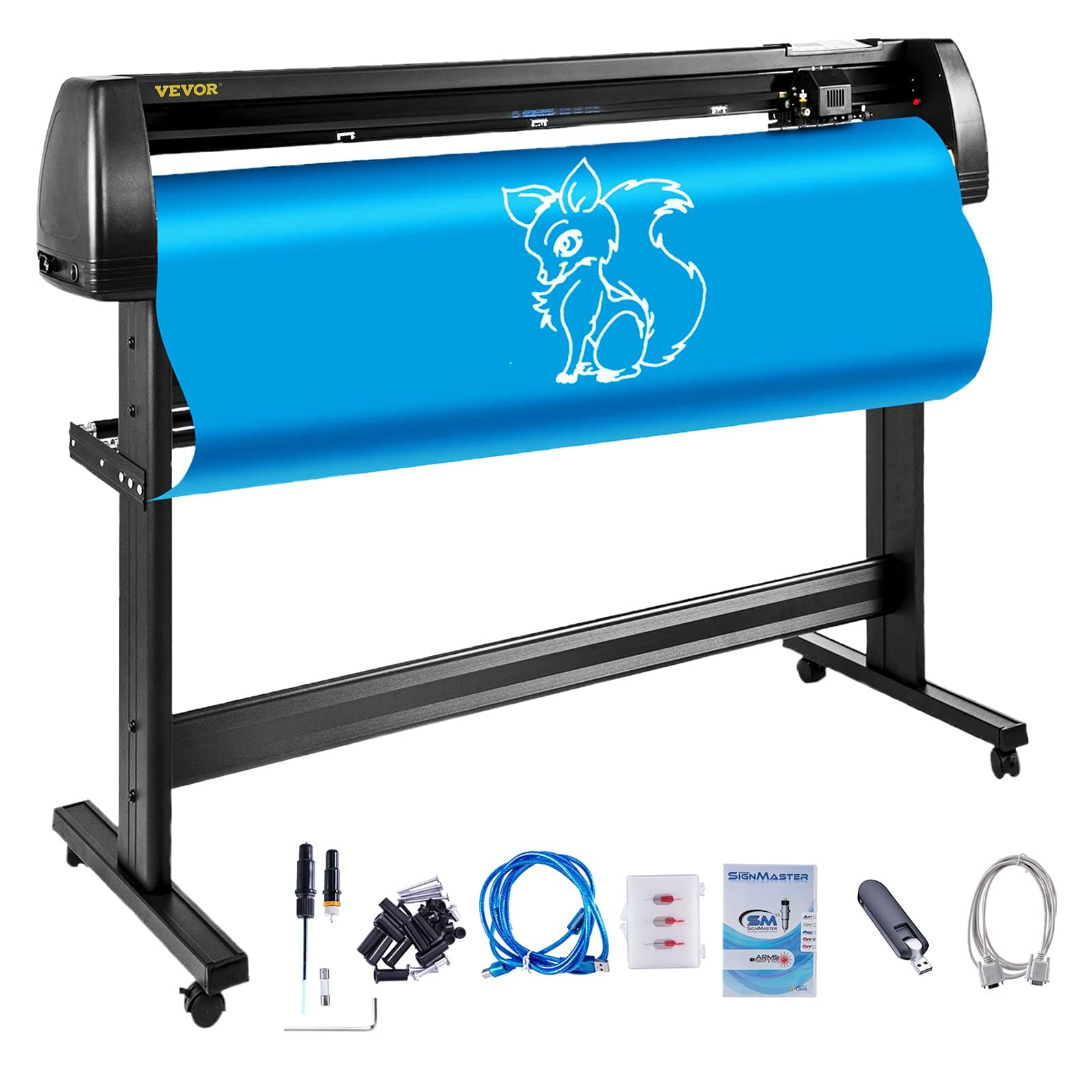 VEVOR Vinyl Plotter Cutting Plotter Cutting Plotter 135cm Machine with Signmaster Software Plotter Professional Vinyl Cutter System Windows Compatible with 3 Blades Stand for Tracing Cutting