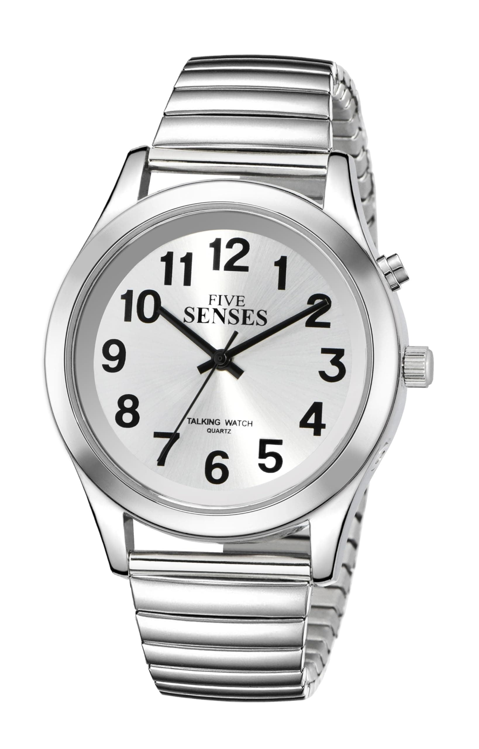 FIVE SENSES 5 I English Silver-Tone Alarm Day-Date Men Talking Watch 1152A