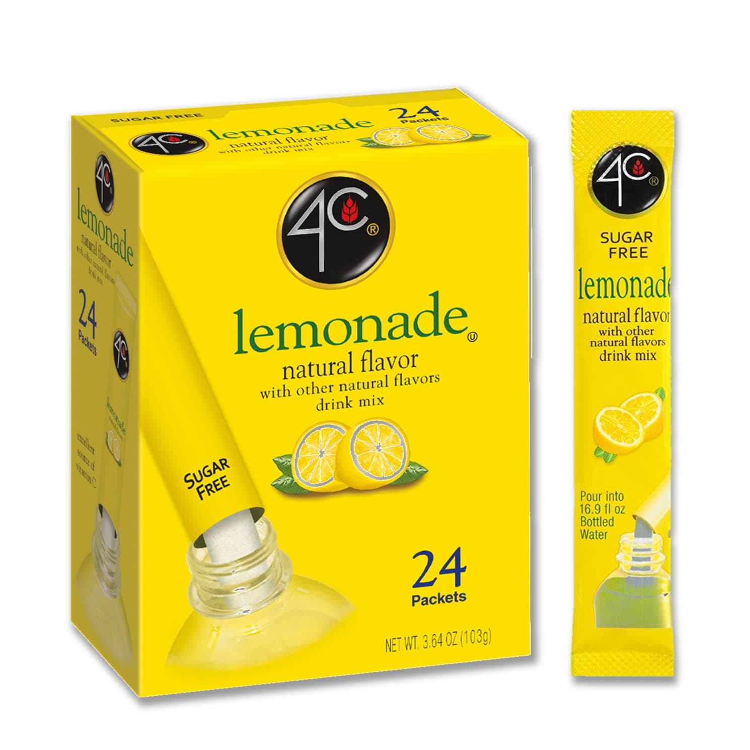 Powder Drink Mix Packets, Lemonade 1 Pack, 24 Count, Singles Stix On the Go, Refreshing Sugar Free Water Flavorings