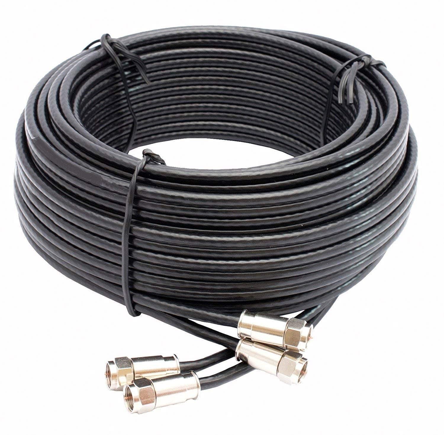SSL Satellites 30 m Twin Satellite Shotgun Cable Extension Kit with Premium Fitted Compression F Connectors for Sky Q HD and Freesat - Black (30M, BLACK)