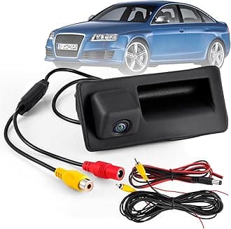 HD 720P Backup Camera,Reverse Rear View Camera Fit for Audi A4L A5 A3 Q3 Q5 RS6 Fit for VW Passat Tiguan Jetta Sharan Touareg Lavida Skoda, Car Rear View Trunk Handle Camera