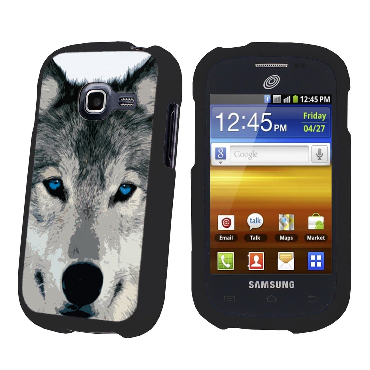 Black Protection Designer Case for Samsung Galaxy Centura S738C - (Wolf)