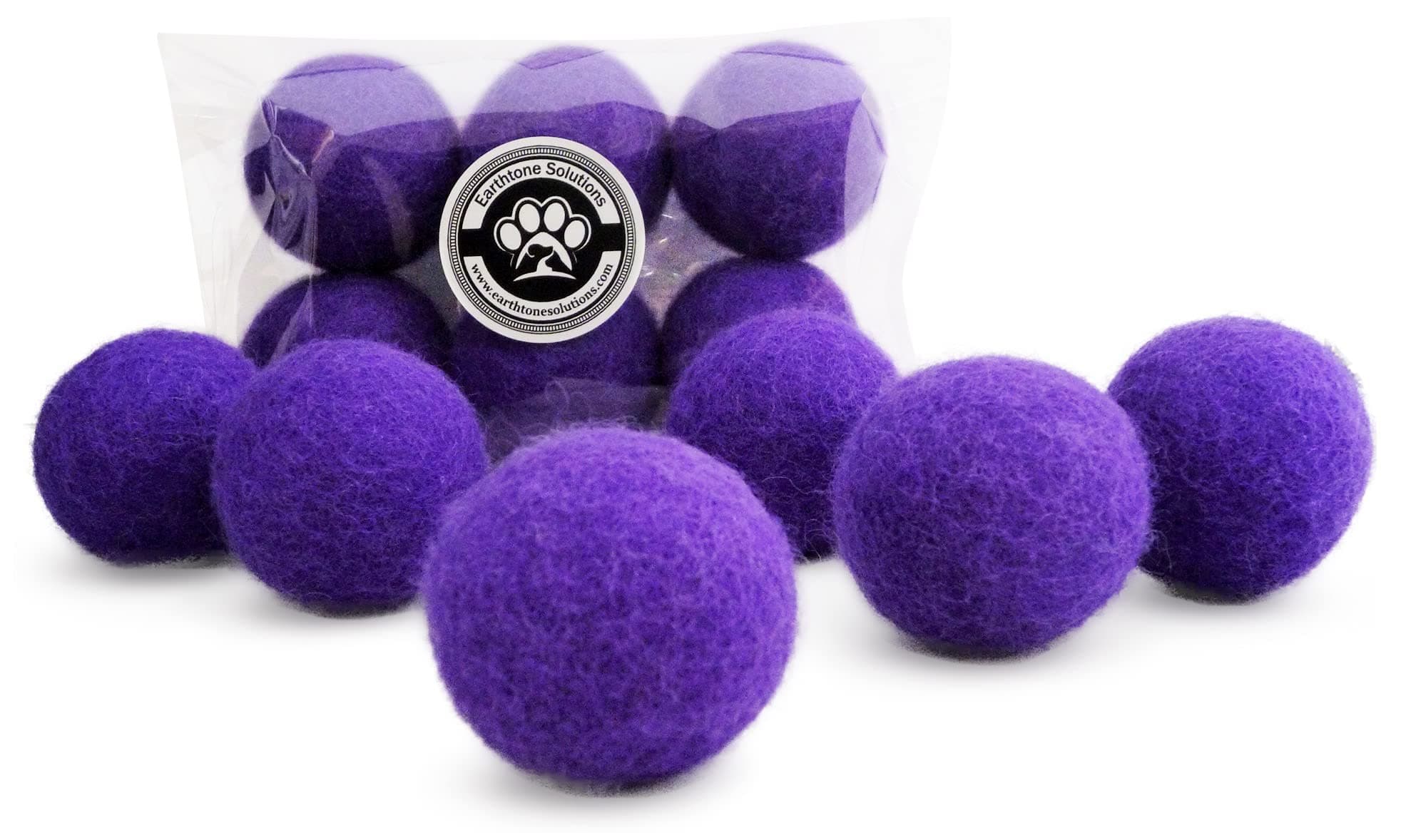Earthtone Solutions Wool Cat Toys - Felt Cat Toy Balls for Small Pet Fetch and Play - Eco Friendly Quiet Wool Ball Cat Toy for Cats and Kittens - Choose Your Colors (Purple)