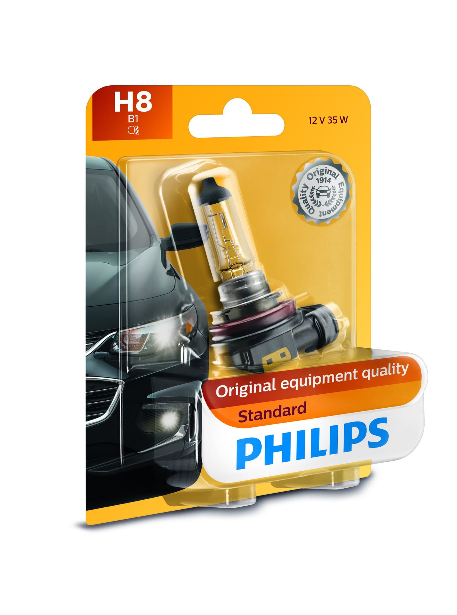 Philips 12360B1 H8 Standard Halogen Replacement Headlight Bulb, 1 Pack