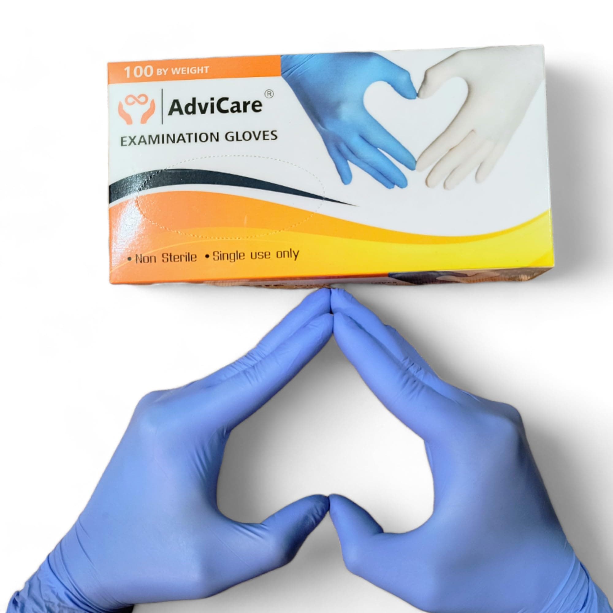 AdviCare Nitrile Examination Gloves - Pack of 100 | Excellent Barrier Properties, Powder-Free, Food Grade, Non-Tearable, Blue (Small)
