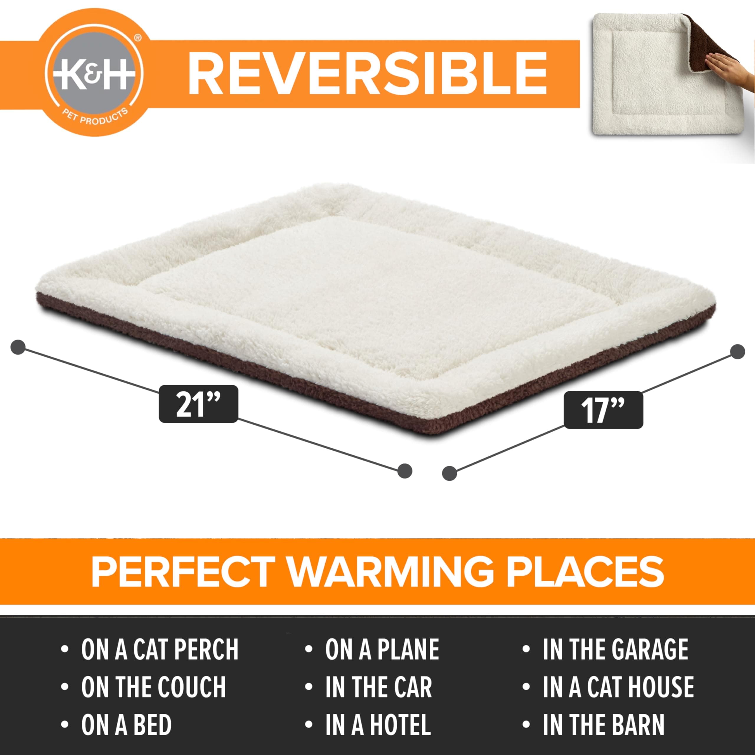 K&H Pet Products Self-Warming Pet Pad Thermal Cat and Dog Bed Mat Oatmeal/Chocolate, 53.3cm x 43.18cm