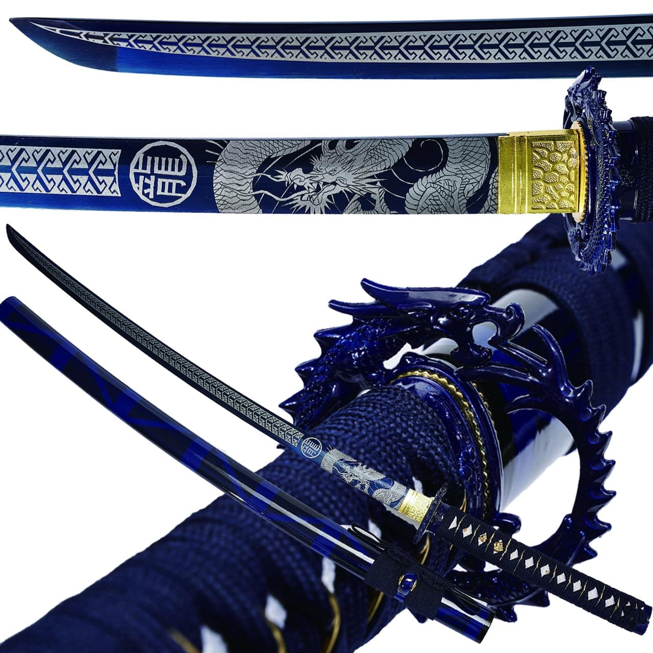 Kamaiwo-1045/1060 Clay Tempering high Carbon Steel Hademade Heat Tempered Full Handmade Hand Forged Japanese Katana Authentic ,Full Tang,Functional,Practical Blue