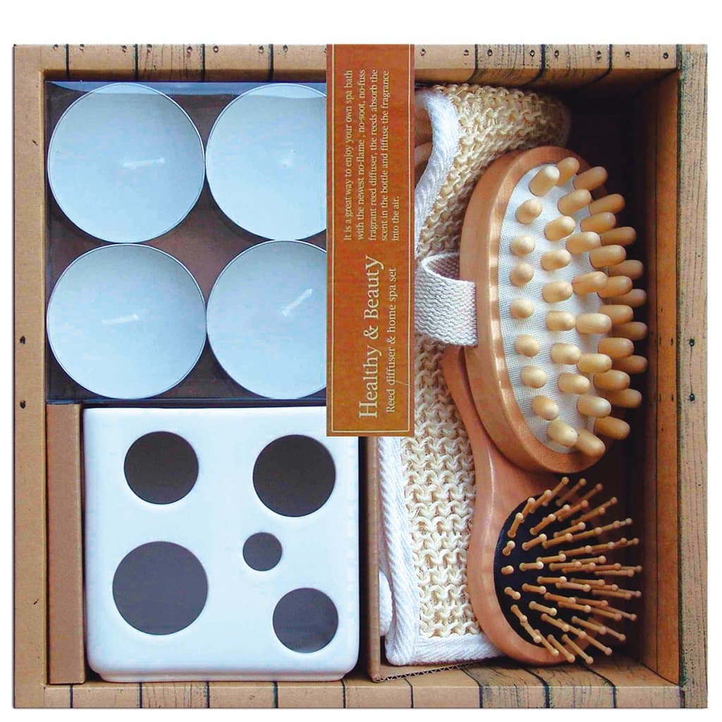laroom 12928 – Gift Set Spa with porta-velas and 4 Candles, White