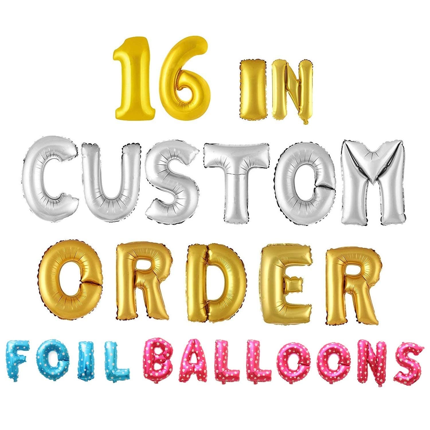 Wubao Number Balloons - 16" Inch Gold Alphabet Letters & Numbers Foil Balloon | Create Your own Banner Name Festival Party Supplies Gold (Number: 3)