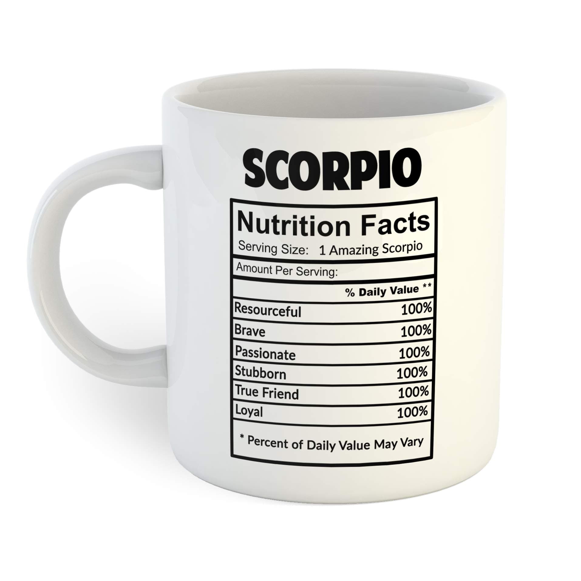 Nutrition Facts Scorpio Coffee Mug