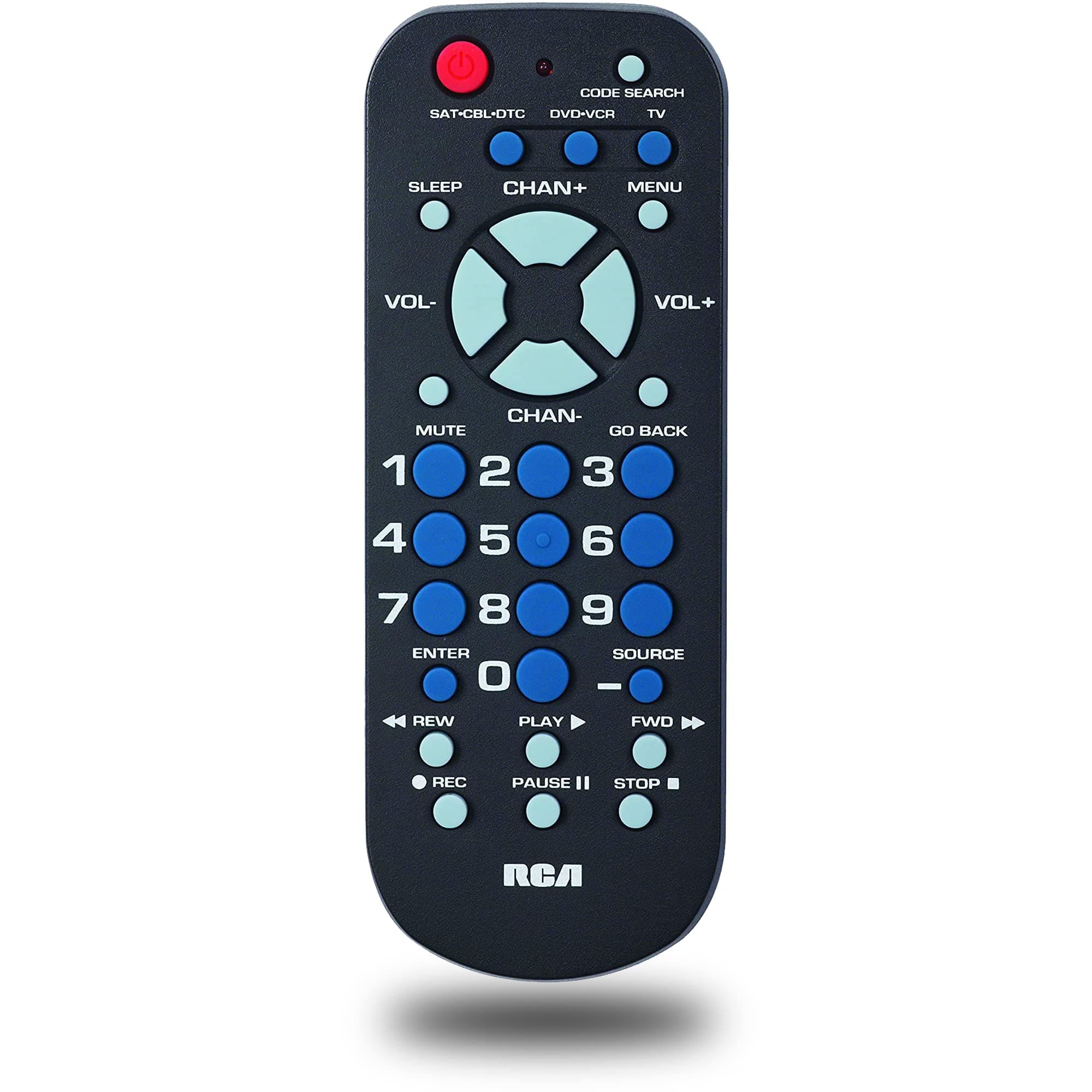 3-Device Palm-Sized Universal Remote, Long Range IR, Replaces Most Major Remote Brands, Designed for Comfort, RCR503BE