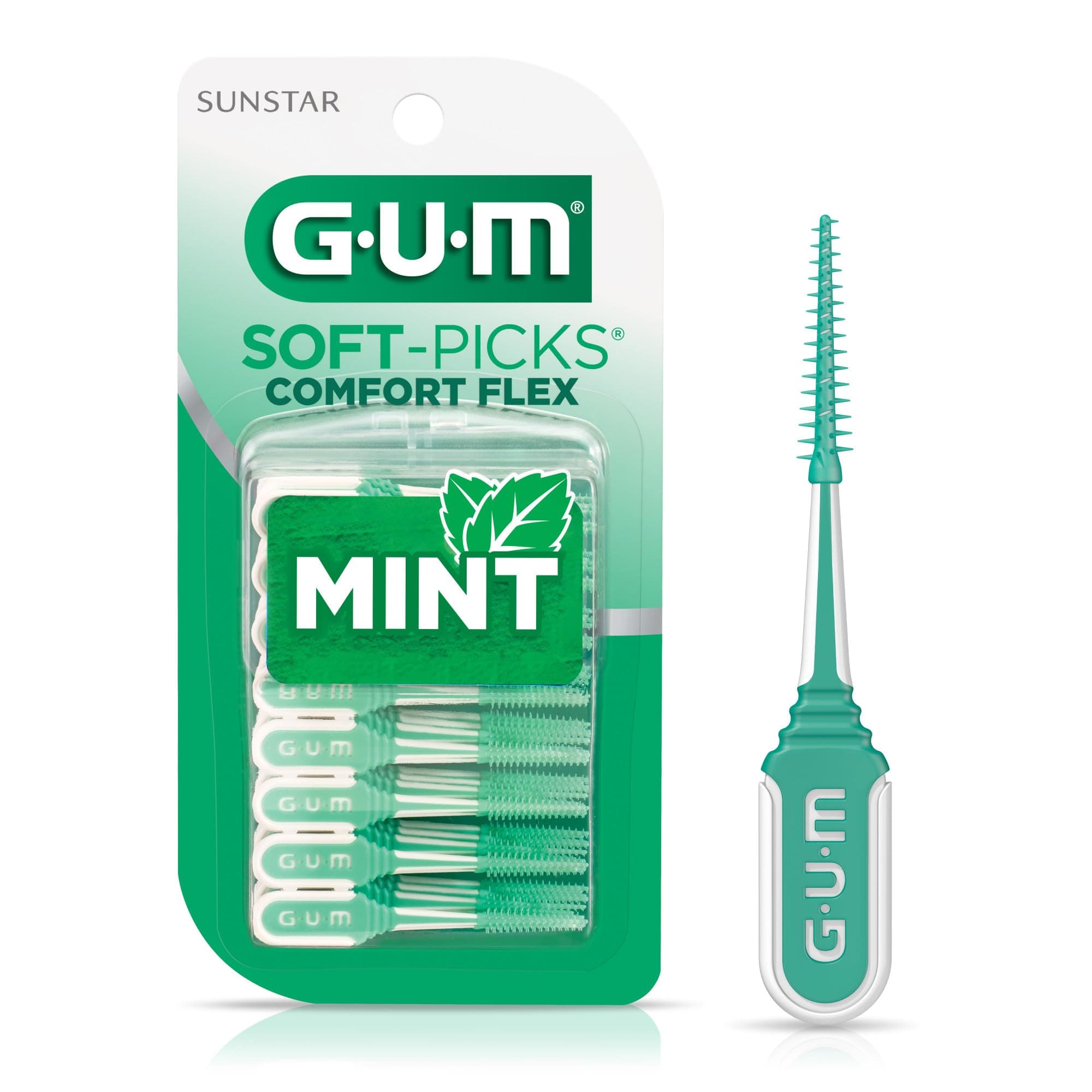 GUM-6705R Soft-Picks Comfort Flex Mint Dental Picks, New Invigorating Mint Flavor, 80 Count