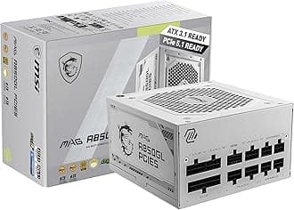 MSI Gaming power supply MAG 850GL PCIE 5, white, fully modular, 80 Plus, Gold certified, 850 W, compact size, ATX PSU
