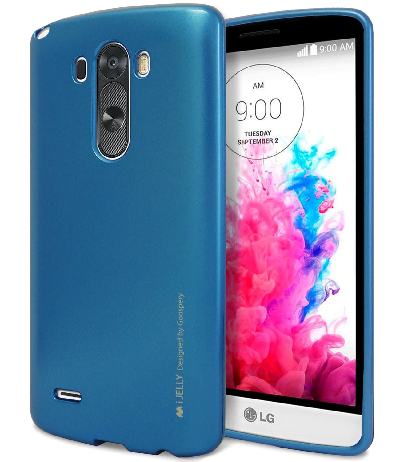 LG G3 Case, [Ultra Slim Fit] Goospery i-Jelly Case [Metallic Finish] Premium TPU Case Cover [Anti-Yellowing / Discoloring Finish] for LG G3 - Metallic Blue