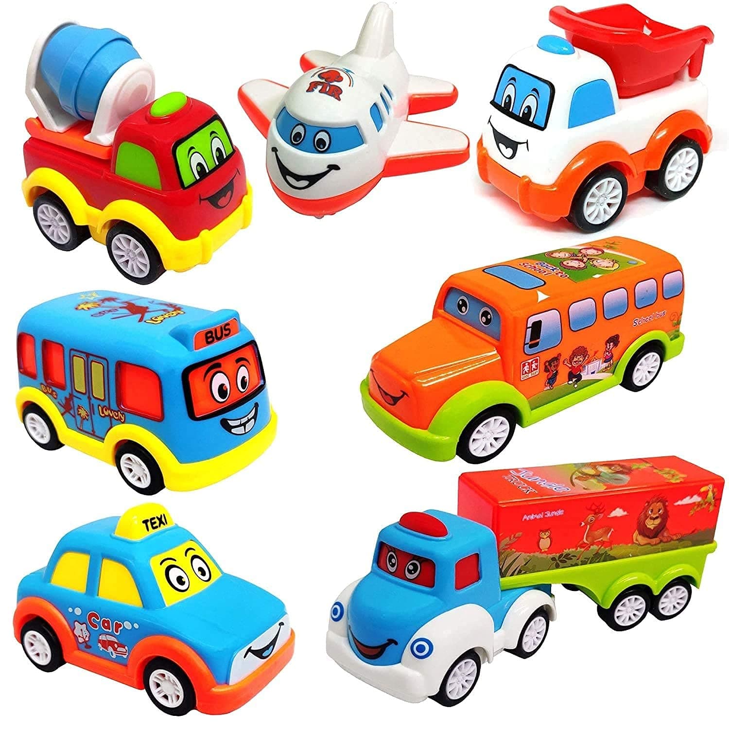 OPINA Unbreakable Racing Cars Toys for Kids Friction Powered Pull Back Toy Vehicle PlaySet for Kids Boys (Pack of 7 Multicolor)