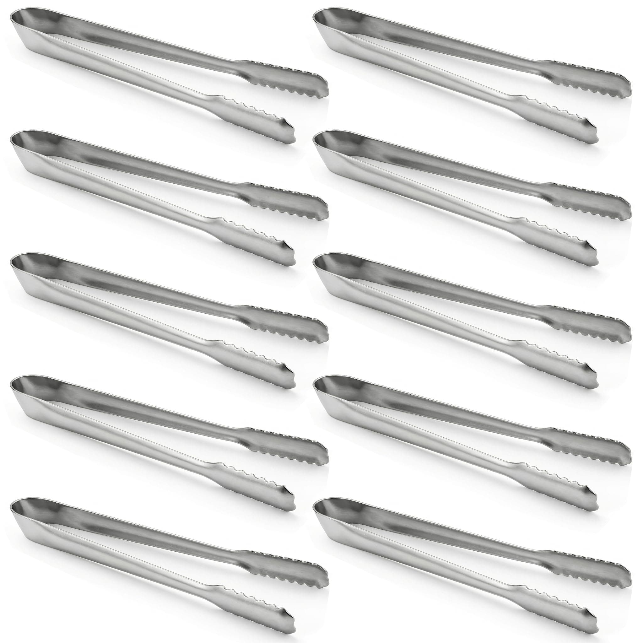 Homgaty 10Pcs Stainless Steel Ice Sugar Tongs Food Sweet Bread Cake Wedding Bar Bucket
