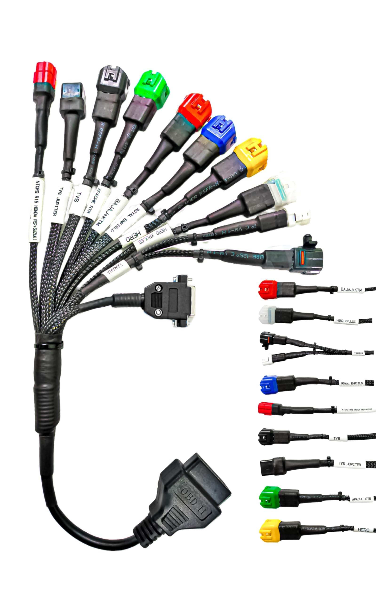 DANLITE TOOLS TECHNICIAN Bs6 Bike Cable with 11 Couplers Moulded Unbreakable Wire Fastest Connectivity with OBD Protocols Universal KTM All Bike Cables Free Continuity Tester Box End