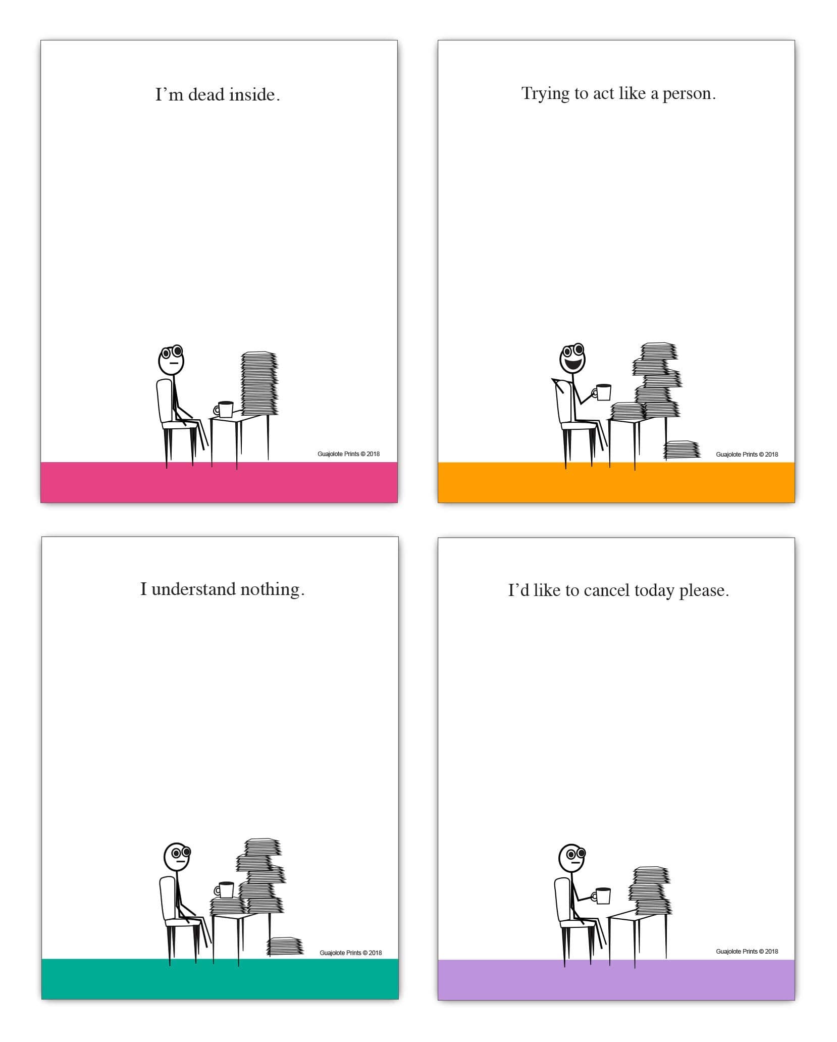 Funny Notepads (4-Pack) 4 X 5.25 inch, Humorous Office Gift for Friends and Coworkers (White Vol 4)