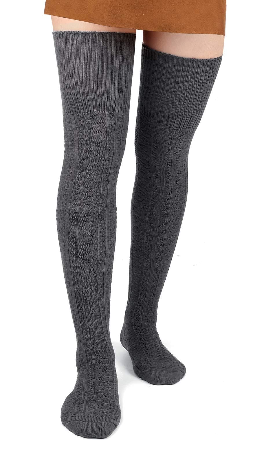 Women Thigh High Socks Extra Long Cotton Knit Warm Thick Tall Long Boot Stockings Leg Warmers