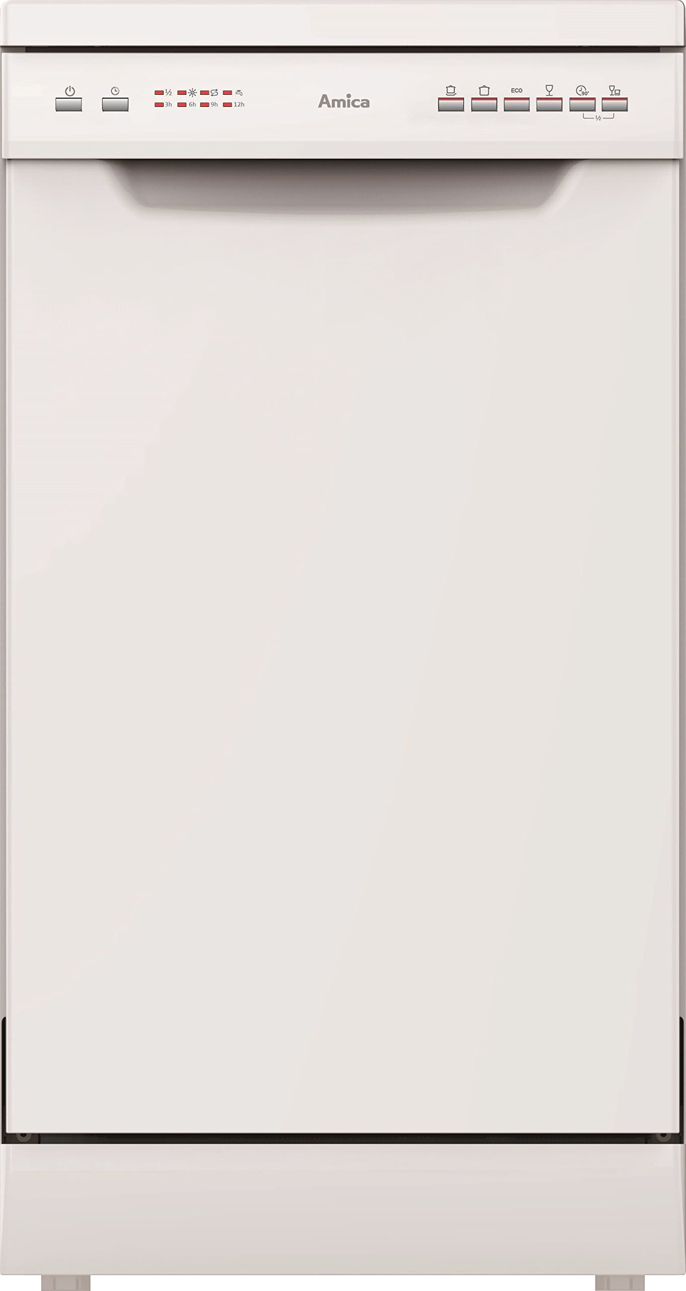 Amica ZWM496W Slim Freestanding Dishwasher, 45 cm, White