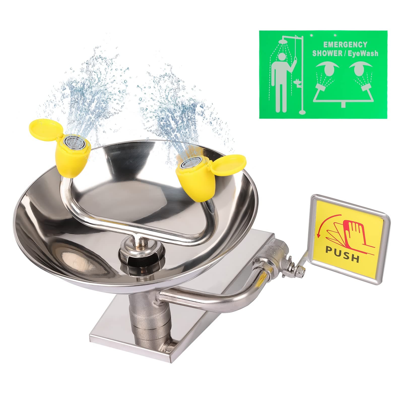 Yeipower Eye Wash Station Emergency Wall-Mounted - Portable First Aid Eyewash Station Eye Irrigation Sign