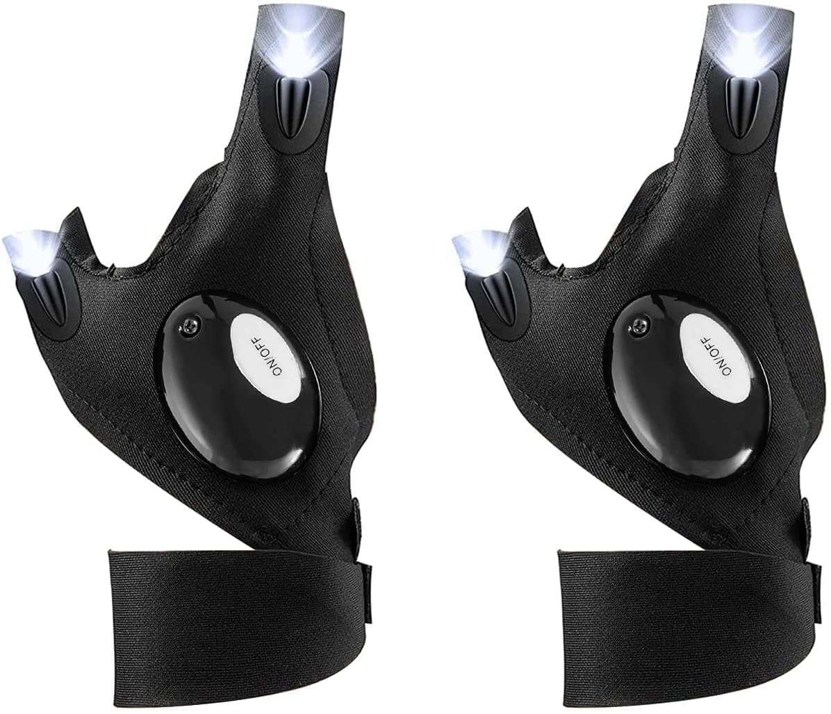 2 LED Flashlight Gloves Outdoor, Torch Gloves for Working, Fishing, Camping and Hiking, Repair, Handy Mechanic Tool - Gadgets Gifts for Men Cars Repairing, Birthday Idea DIY Tool