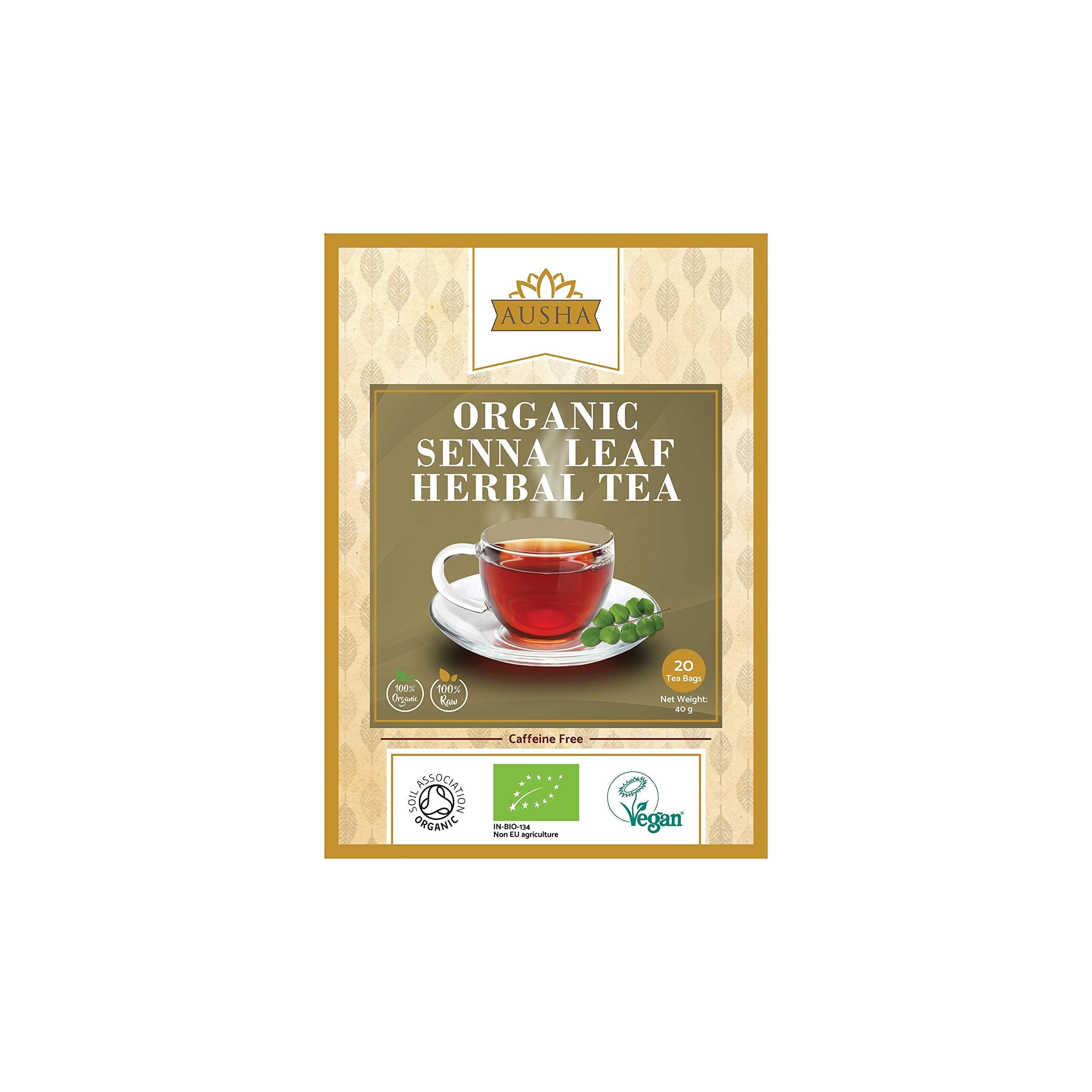 Organic Senna Tea Bags - 40 Bags - Constipation Relief - UK Certified Organic by Soil Association - Laxative, Caffeine Free, Digestion, Cleansing, Detox