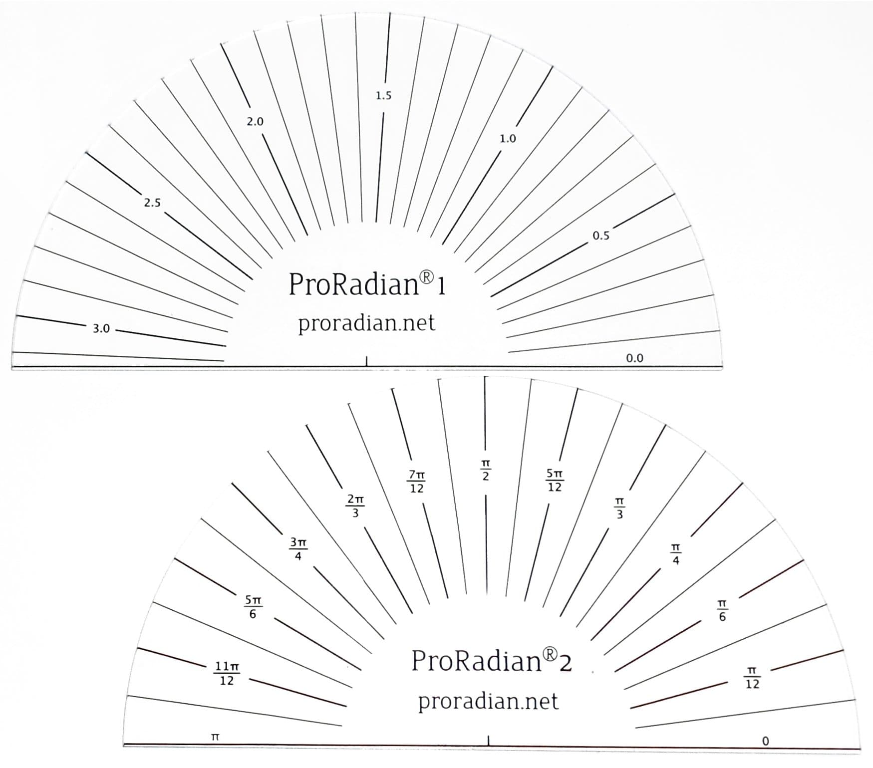 ProRadian Radian Scale Protractors: Learning Set of 2