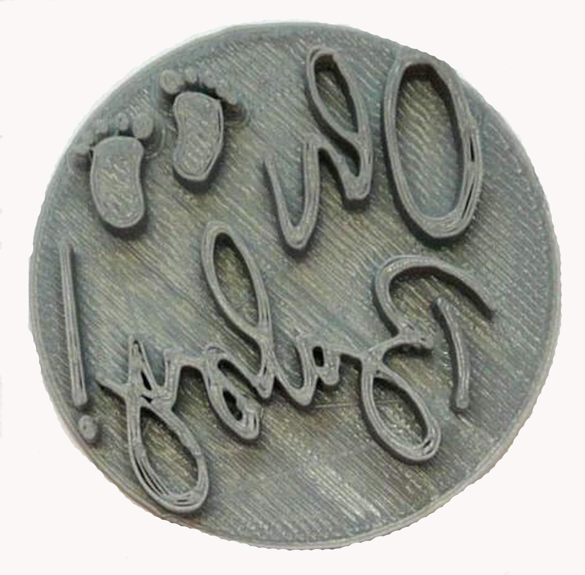 OH BABY WORDS WITH FEET SCRIPT FONT SHOWER GENDER REVEAL COOKIE STAMP EMBOSSER BAKING TOOL 3D PRINTED MADE IN USA PR4004 Gray