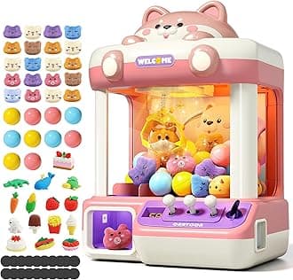 Claw Machine for Kids, Mini Vending With Music, Prize Dispenser Toys for Girls and Boys, Electronic Claw Game for Party Birthdays, Includes 45 Mini Toys (Large)