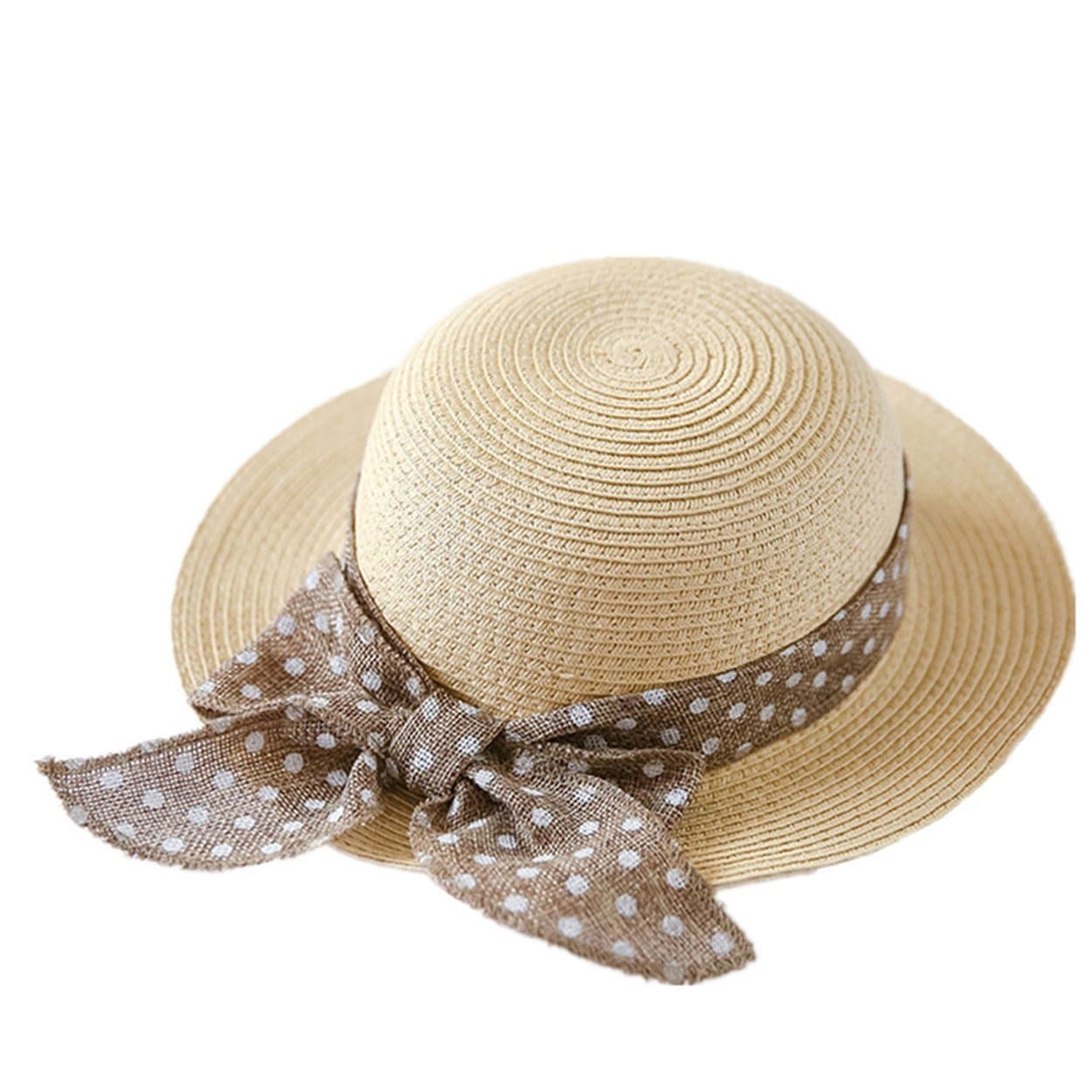 Magracy Baby Girls Straw Hat Lovely Sun Protection Hats Summer Bowknot Beach Cap for Kids S Beige