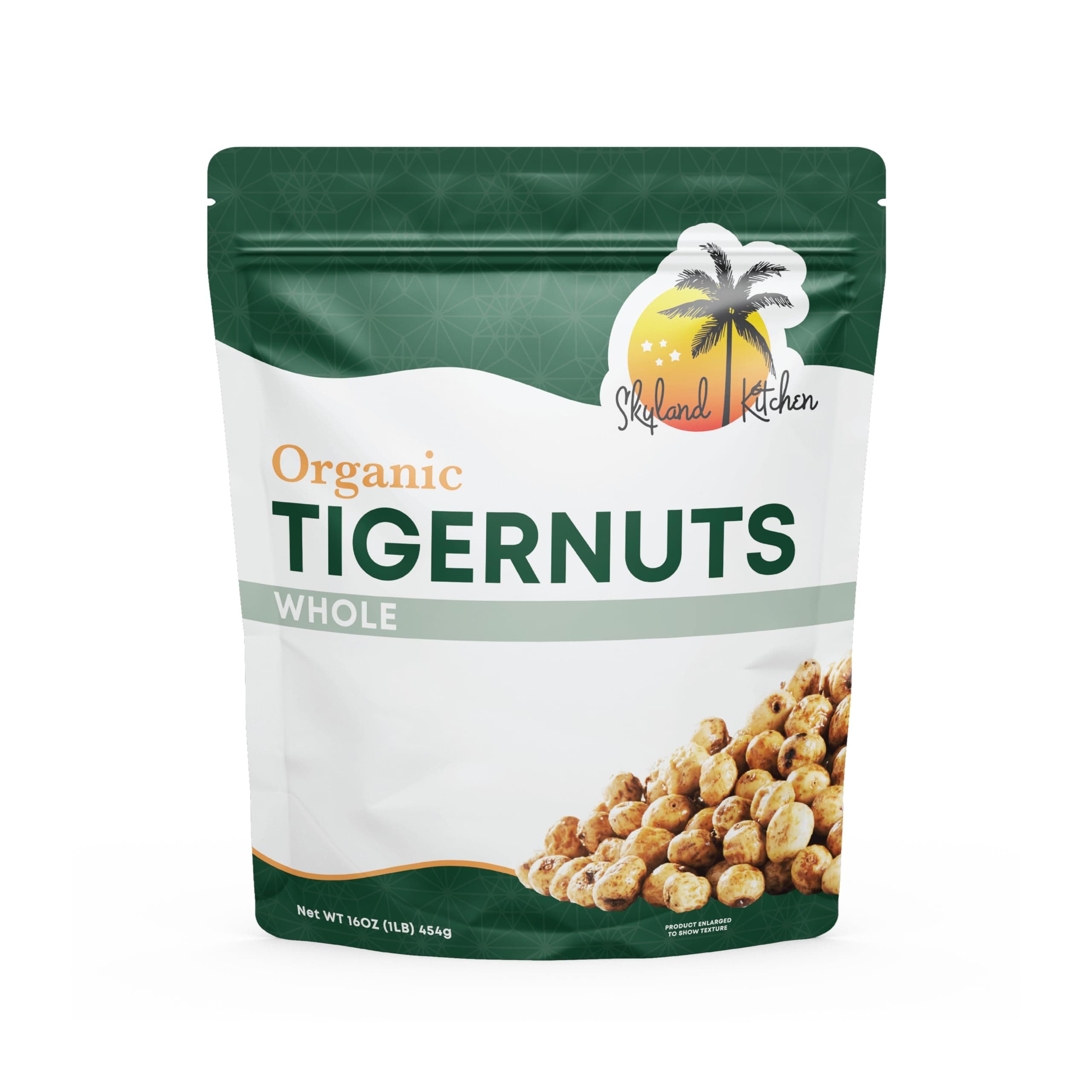 Whole Organic Tigernuts, 16oz Bag, Gluten-Free, Raw Snack. Edible tubers, free of all allergens.