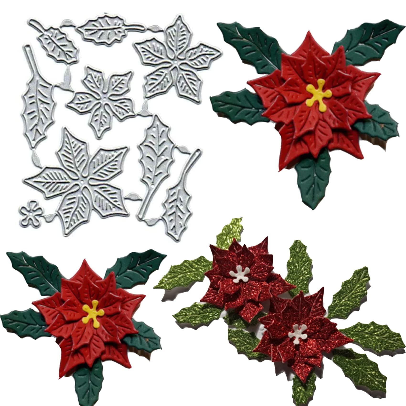 8pcs/Set Maple Leaf Flower Metal Die Cuts,Wedding Christmas Leaves Flower Cutting Dies Cut Stencils for DIY Scrapbooking Decorative Embossing Paper Card Scrapbooking Card Making