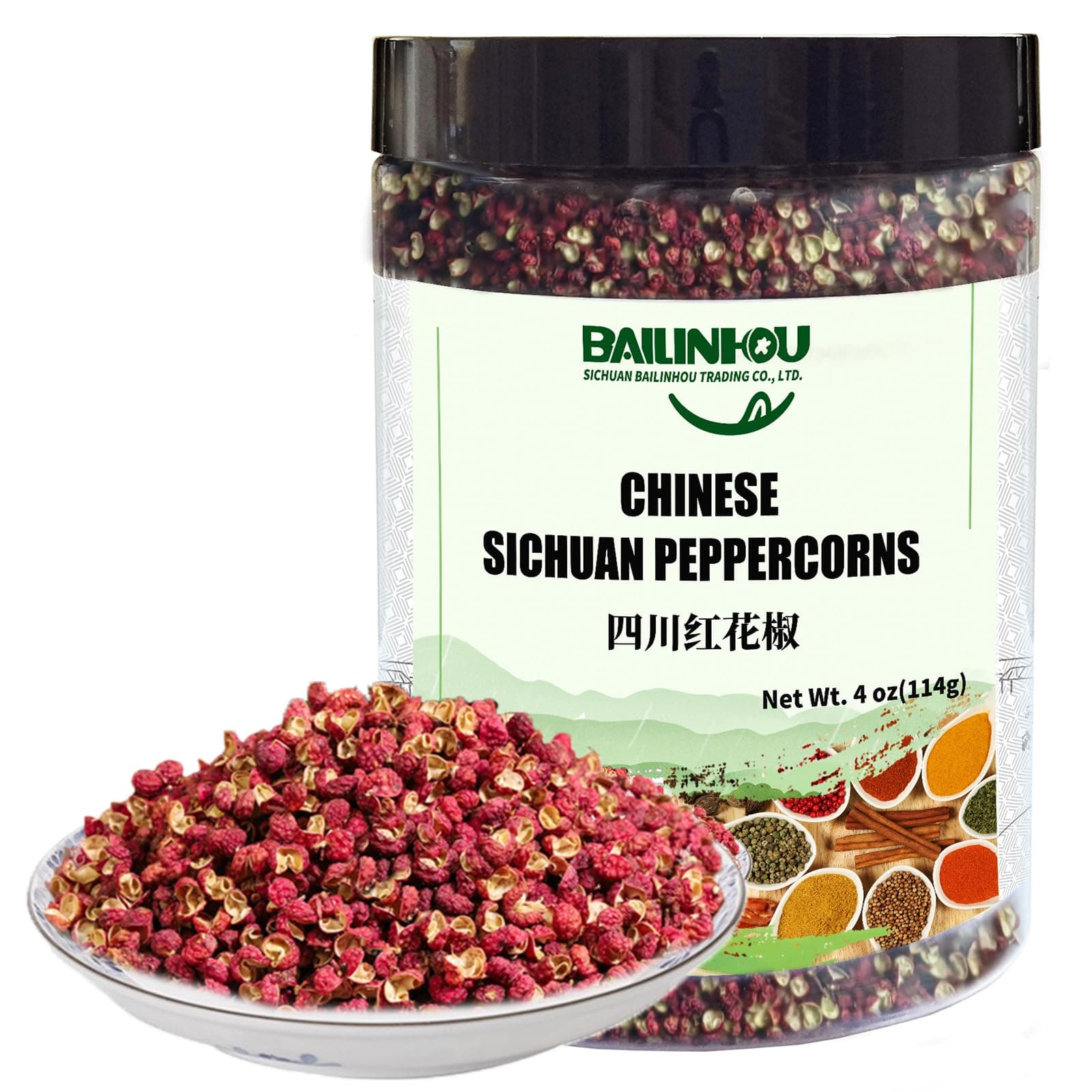BAILINHOU Premium sichuan peppercorns[red and green peppers] 4oz/114g Chinese pepper. Original imported of szechuan, china
