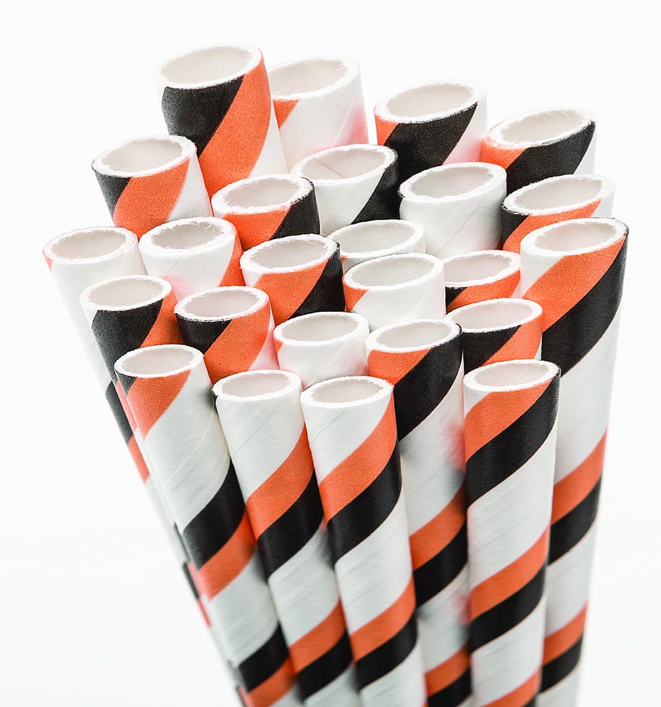 Aardvark 61520039 Paper Drinking Straw, 7/32" Diameter x 7-3/4" Length, Pumpkin Orange and Jet Black Stripe (8 Boxes of 600)