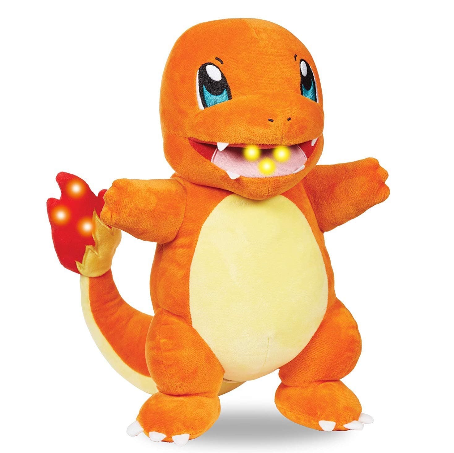 Pokemon 10" Flame Action Charmander Plush - Interactive Light Up Tail & Mouth w/Sound Effects & Voices - Officially Licensed - Christmas Stocking Stuffer Gift for Kids, Boys, Girls - 4+