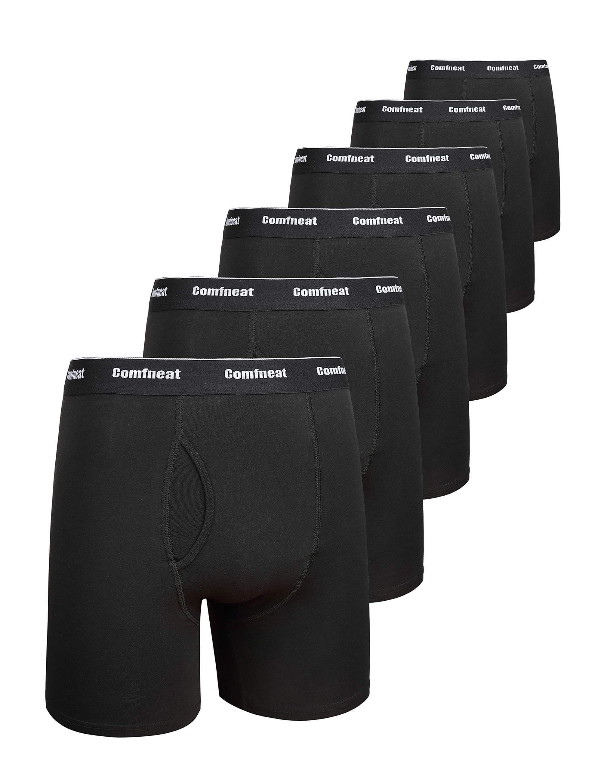 Comfneat Men's 6-Pack Boxer Briefs Soft Breathable Underwear S-XXL Open Fly