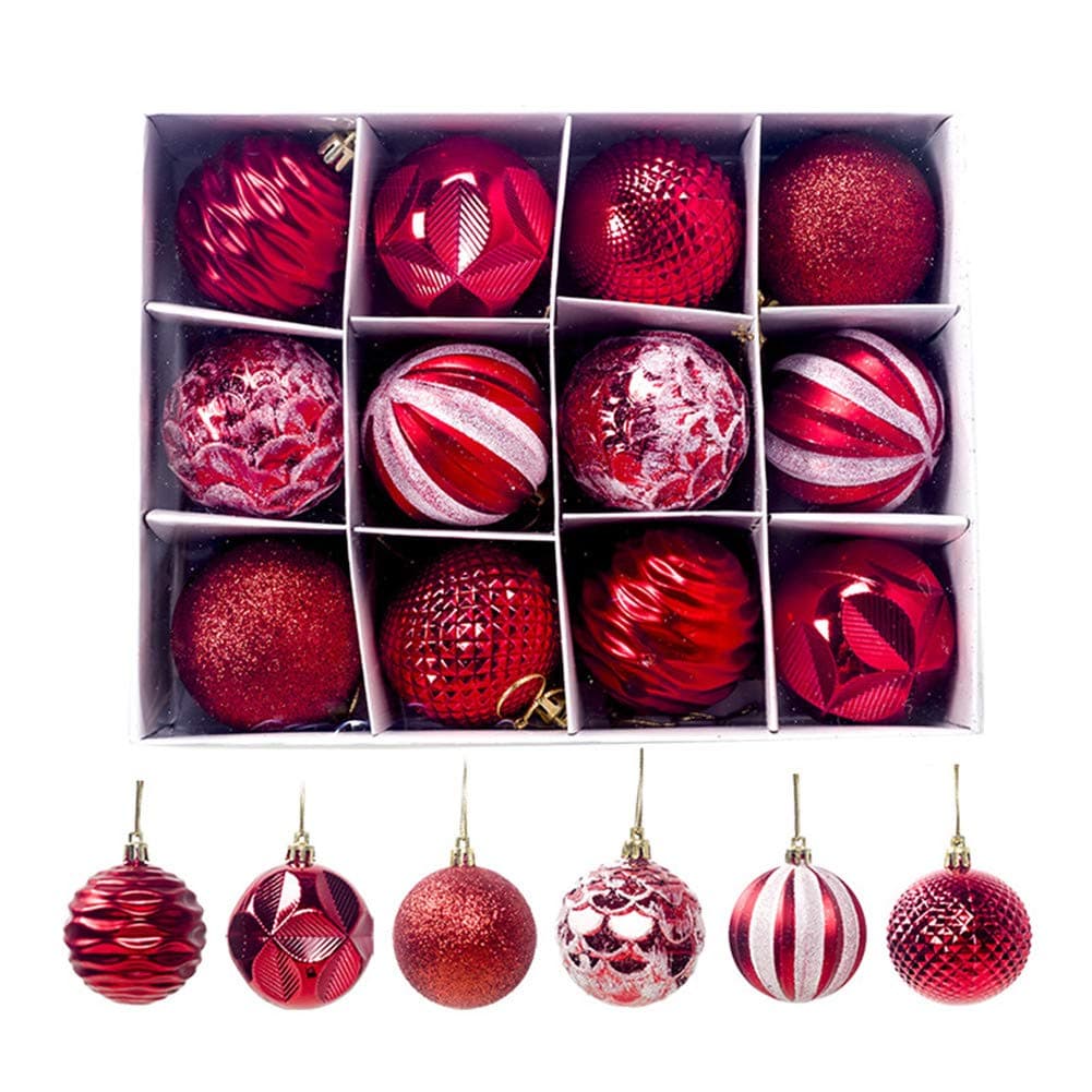 YHuHY 12Pcs 55mm Christmas Hanging Balls Ornaments, Assorted Shatterproof Christmas Ball Ornaments Set, Colorful Decorative Baubles Pendants for Holiday Wedding Party Decoration