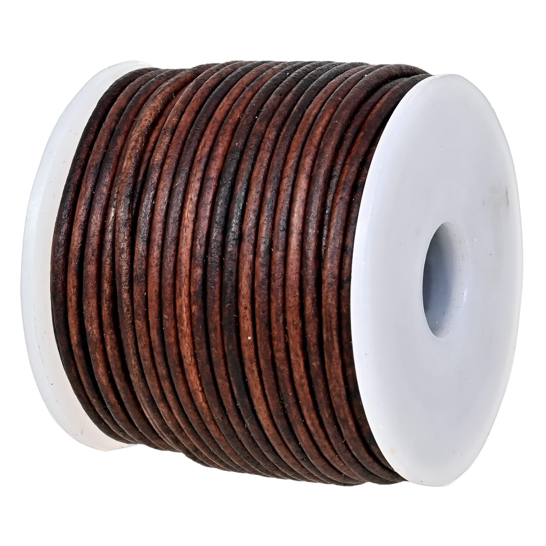 GENIQUE Real/Genuine Round Leather Cord for Jewelry Making, Leather String for Necklace, Bracelets, Braiding (1.5mm, Antique Brown Distressed)