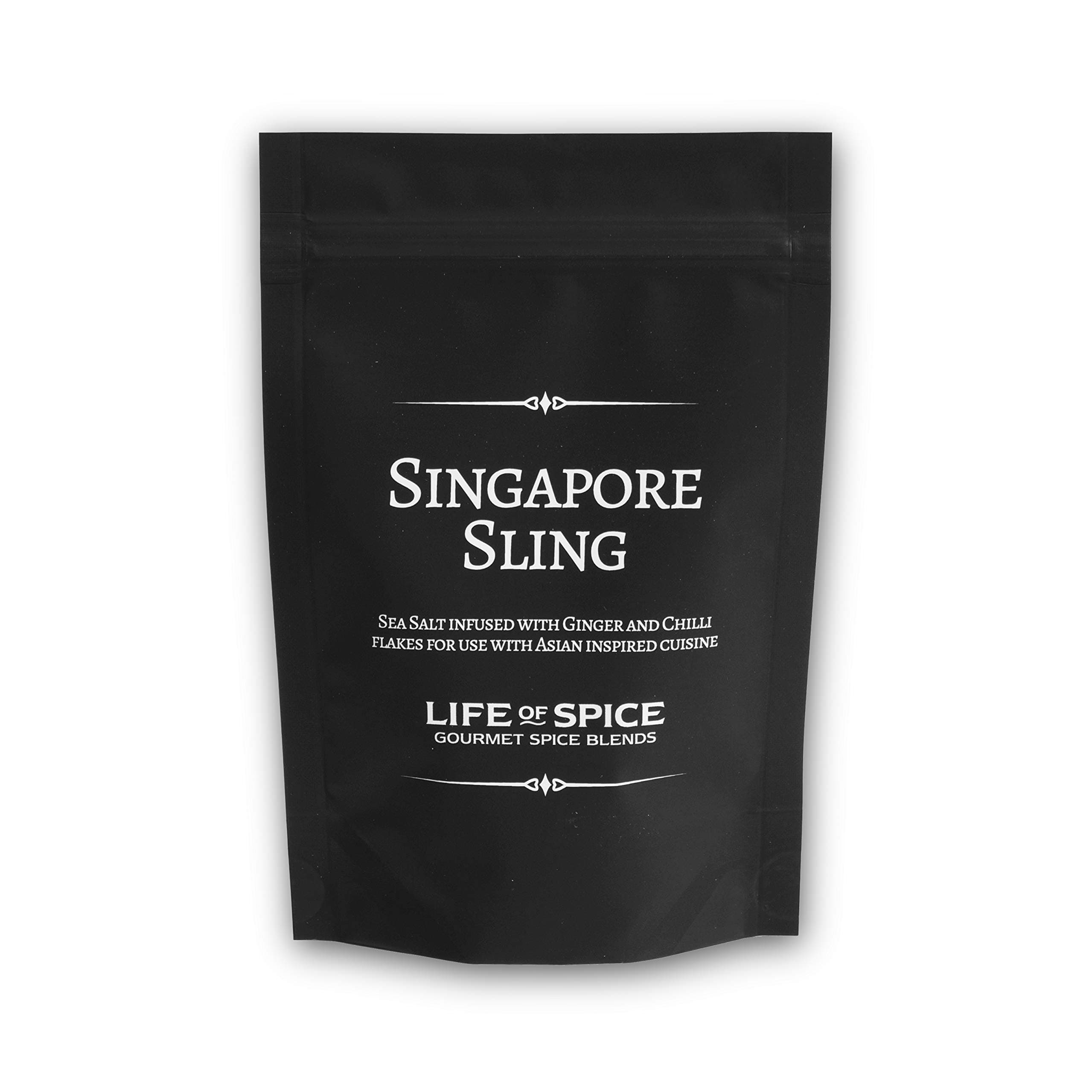 Singapore Sling | Brilliant Asian Flavoured Sea Salt | 75g Pack with Recipe Card | Sea Salt, Crushed Chillies, Garlic & Ginger | Great for Stir Fry’s & Soups | All Natural/Gluten Free