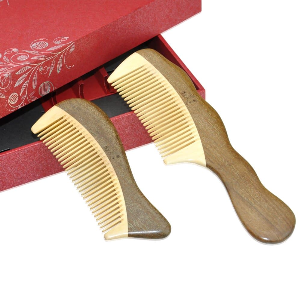 Yumary Anti-static Natural Rose Wood & Boxwood Comb Gift Set