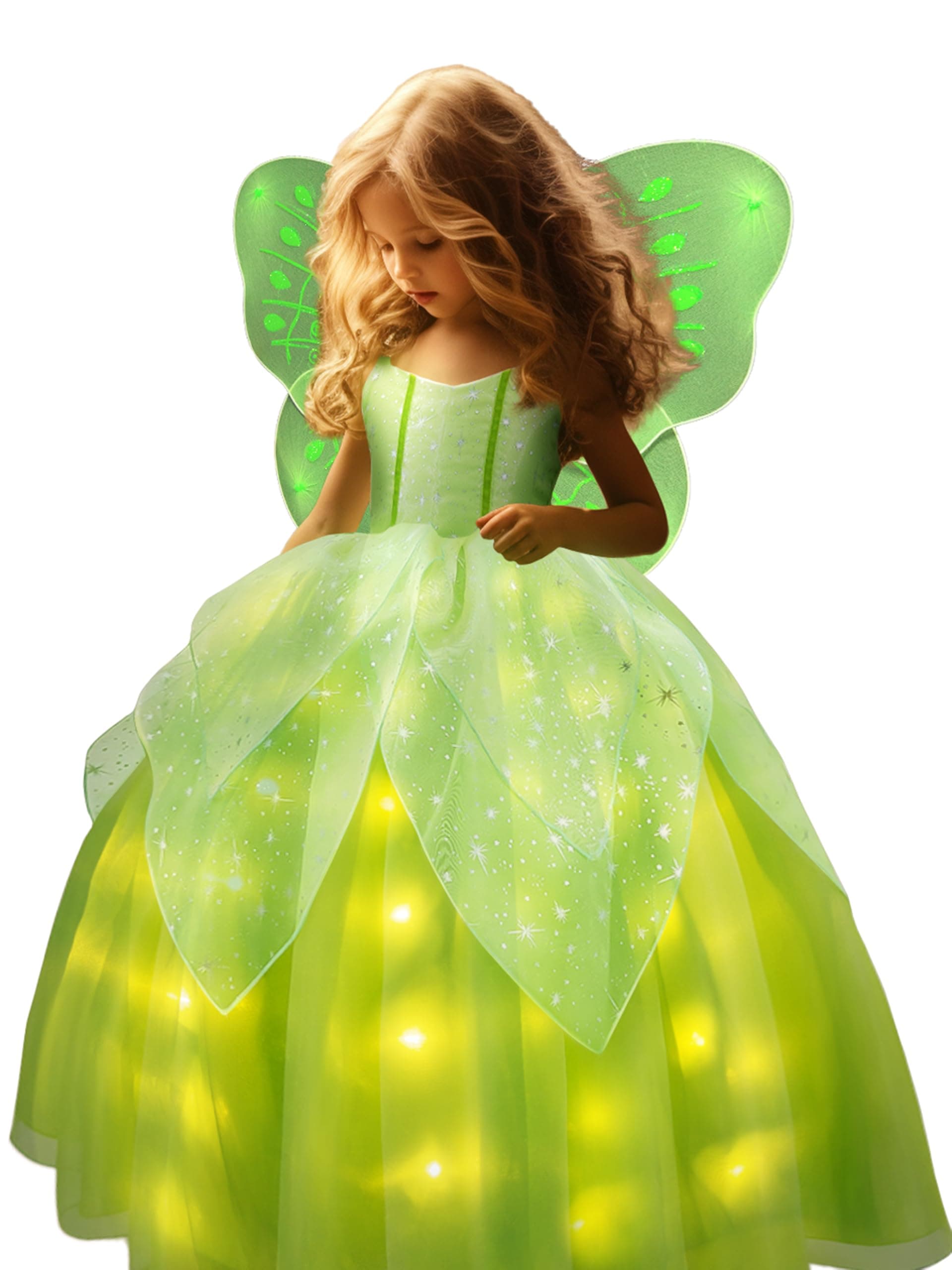 UPORPOR Princess Costumes for Girls, Light Up Princess Dress for Little Girls, Princess Fancy Dress Halloween Costumes for Teens Toddler Birthday, Christmas, Cosplay, 3-14